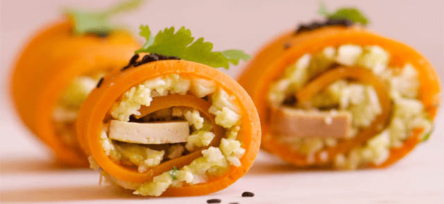 Receta alcalina: Rollitos de zanahoria y arroz de coliflor
